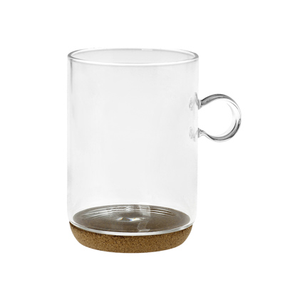Cryspo Trio Γυάλινη Κούπα Διάφανη 'Cork Mug' 340ml με Βάση από Φελλό 1003125